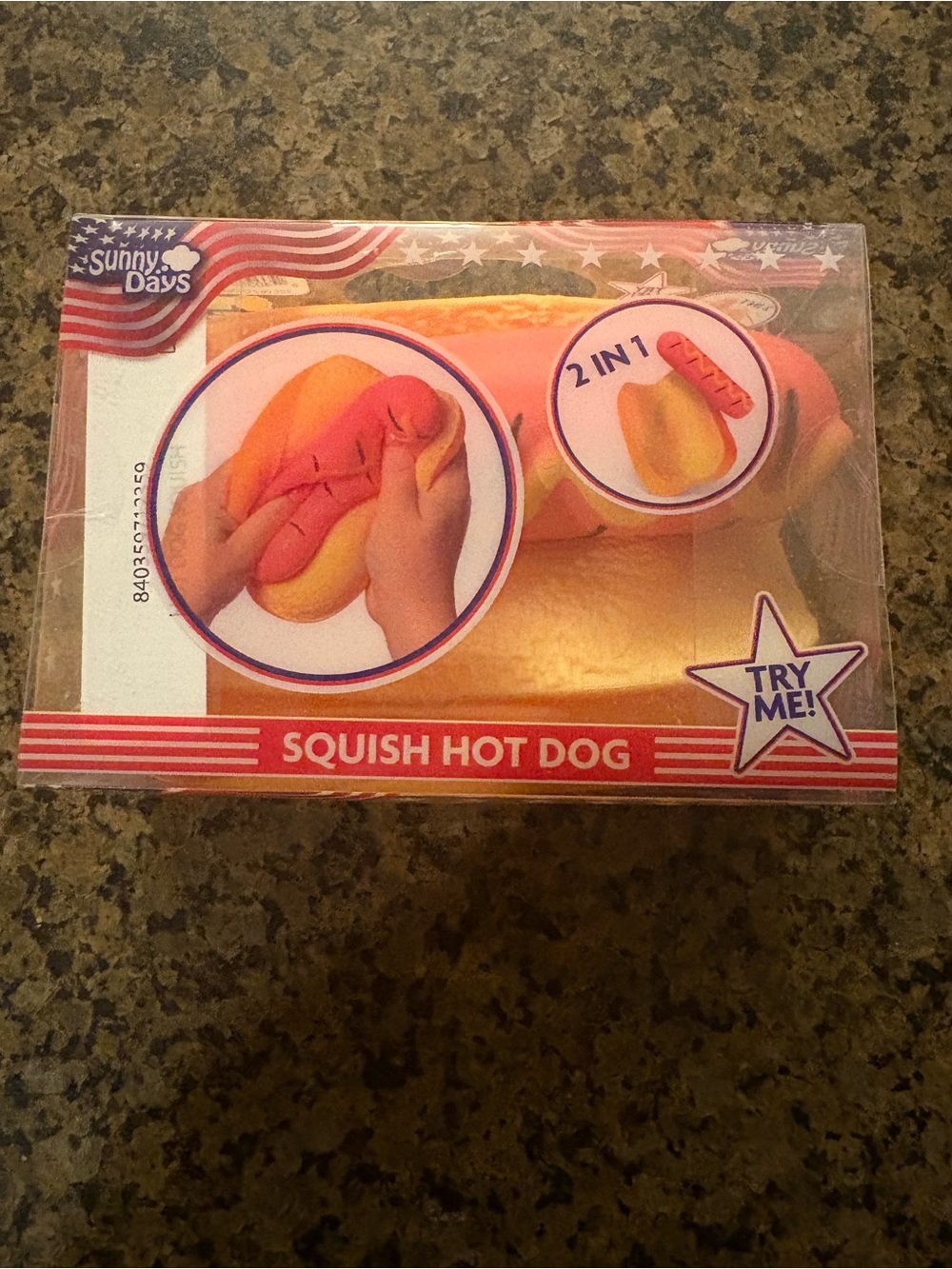 Squish Hot Dog Toy - Yellow & Pink